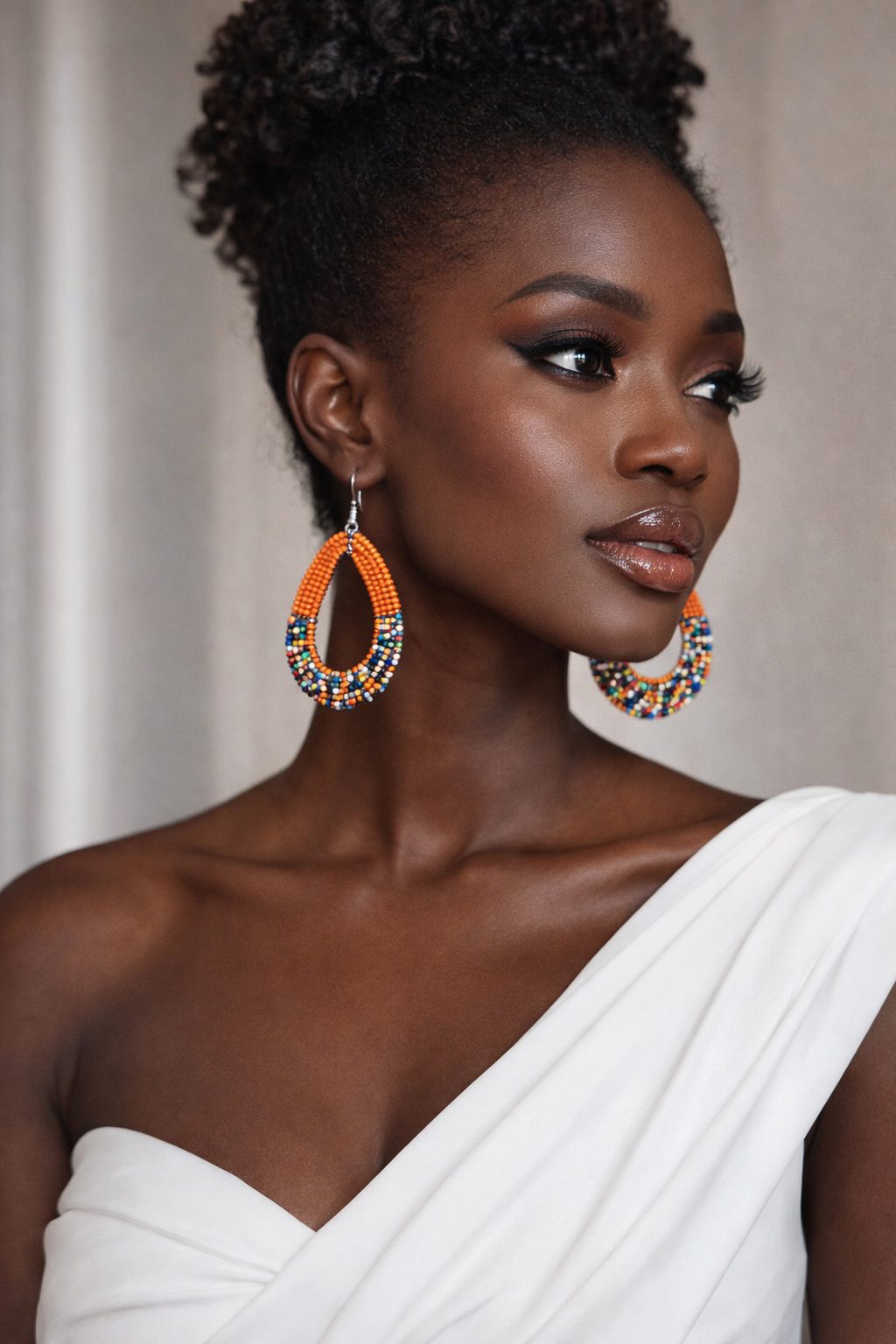 Handmade African Beaded Teardrop Earrings