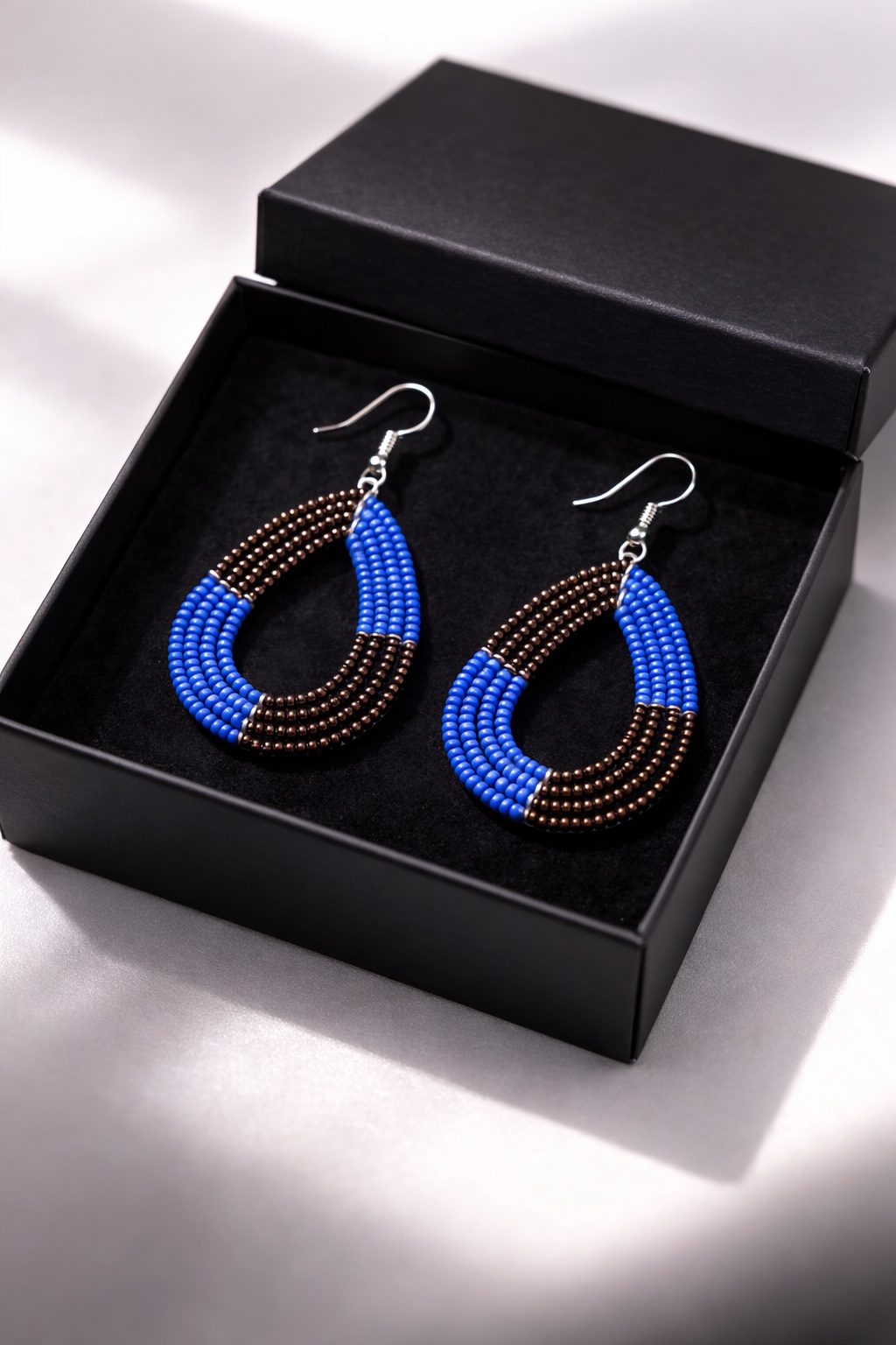 Handmade African Beaded Teardrop Earrings