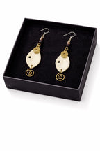 African Horn & Gold Spiral Statement Drop Earrings