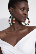 African Beaded Hoop Earrings – Multicolour Statement Design