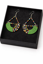 Handmade African Beaded Fan Drop Earrings