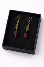Elegant Ruby Bead Drop Earrings with Gold Filigree