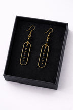 Modern Black Bead Gold Frame Drop Earrings