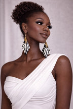 African-Inspired Geometric Statement Drop Earrings