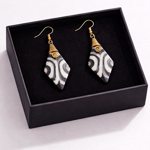 African-Inspired Geometric Statement Drop Earrings