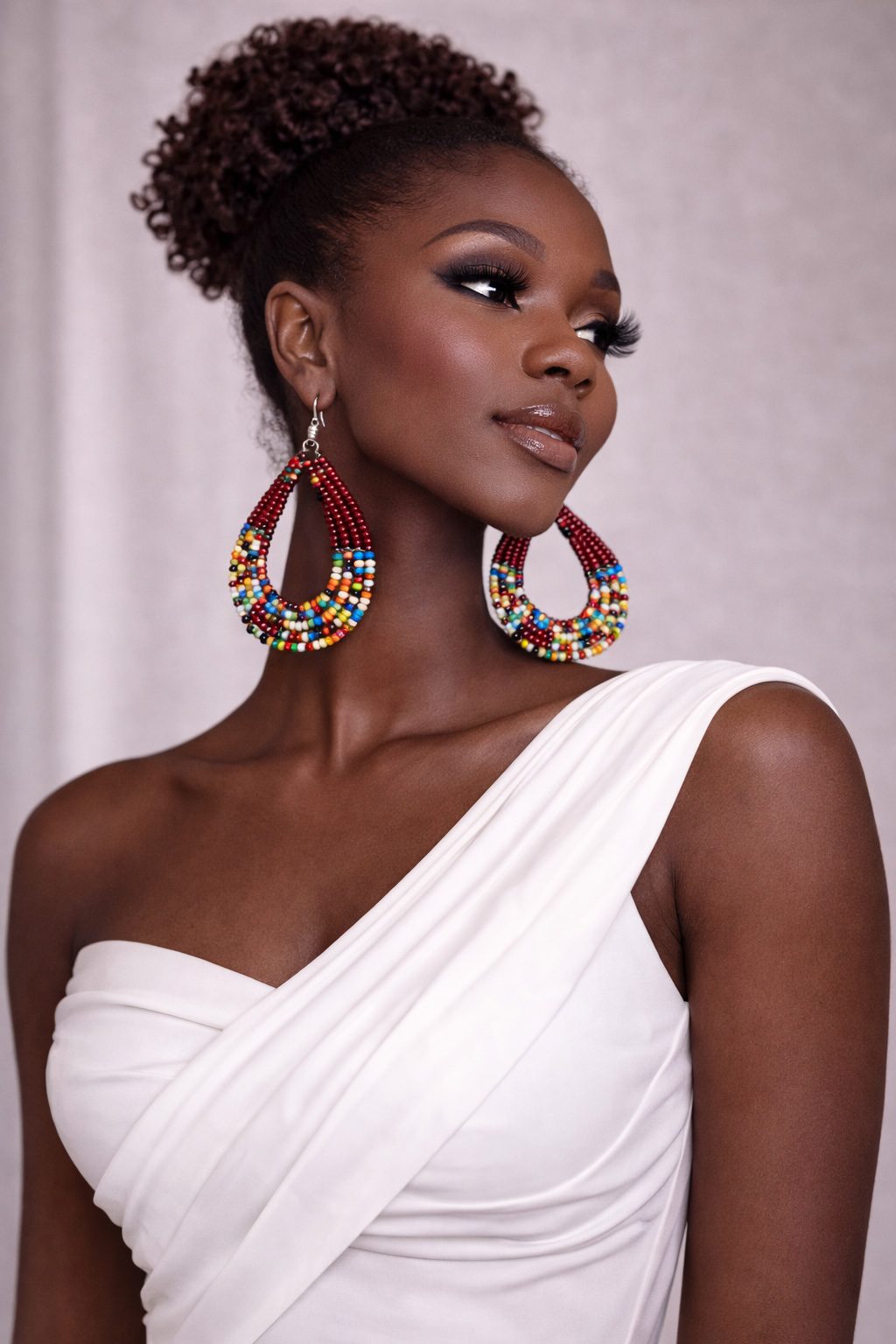 Handmade African Beaded Teardrop Earrings