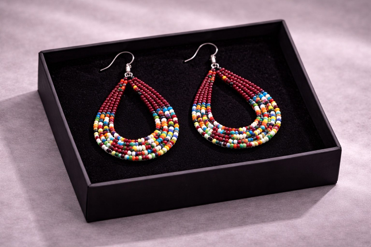 Handmade African Beaded Teardrop Earrings