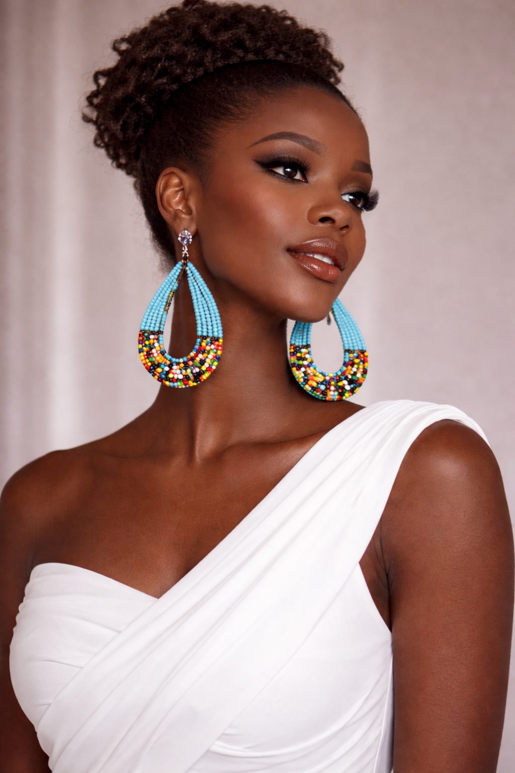 Handmade African Beaded Teardrop Earrings