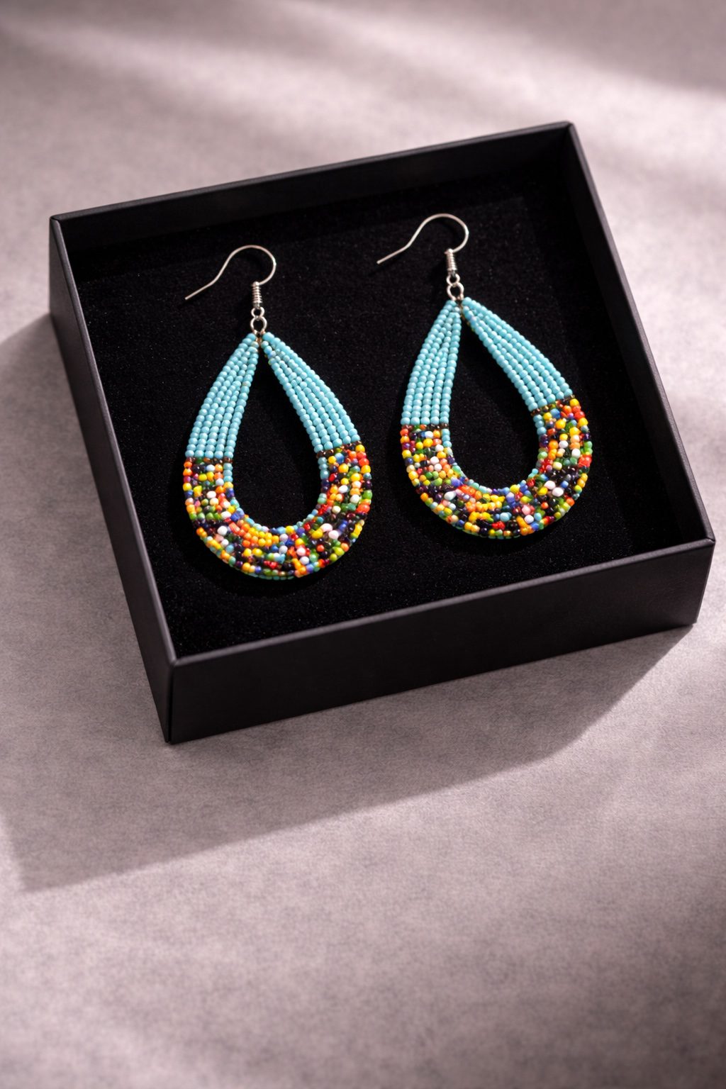 Handmade African Beaded Teardrop Earrings