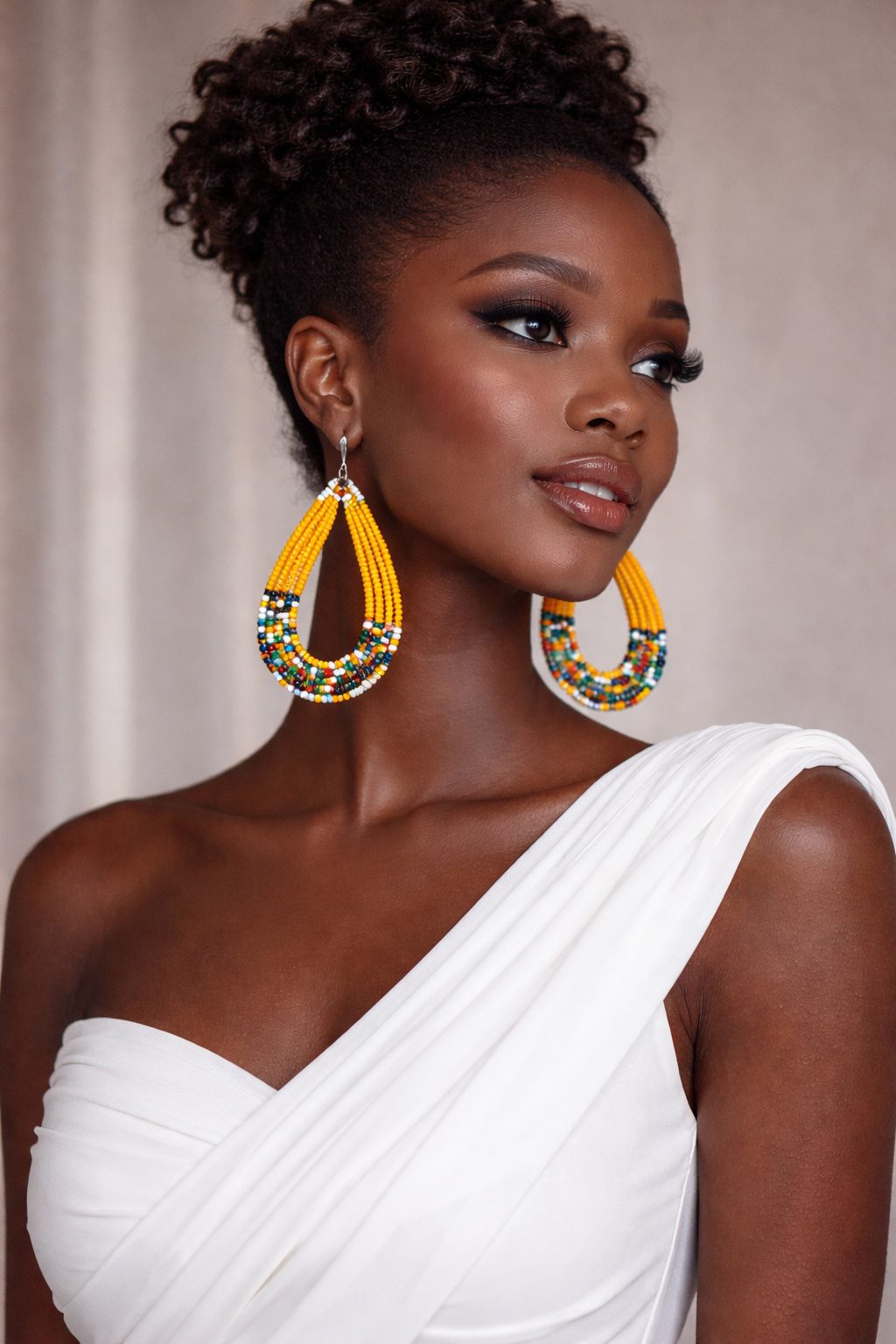 Handmade African Beaded Teardrop Earrings