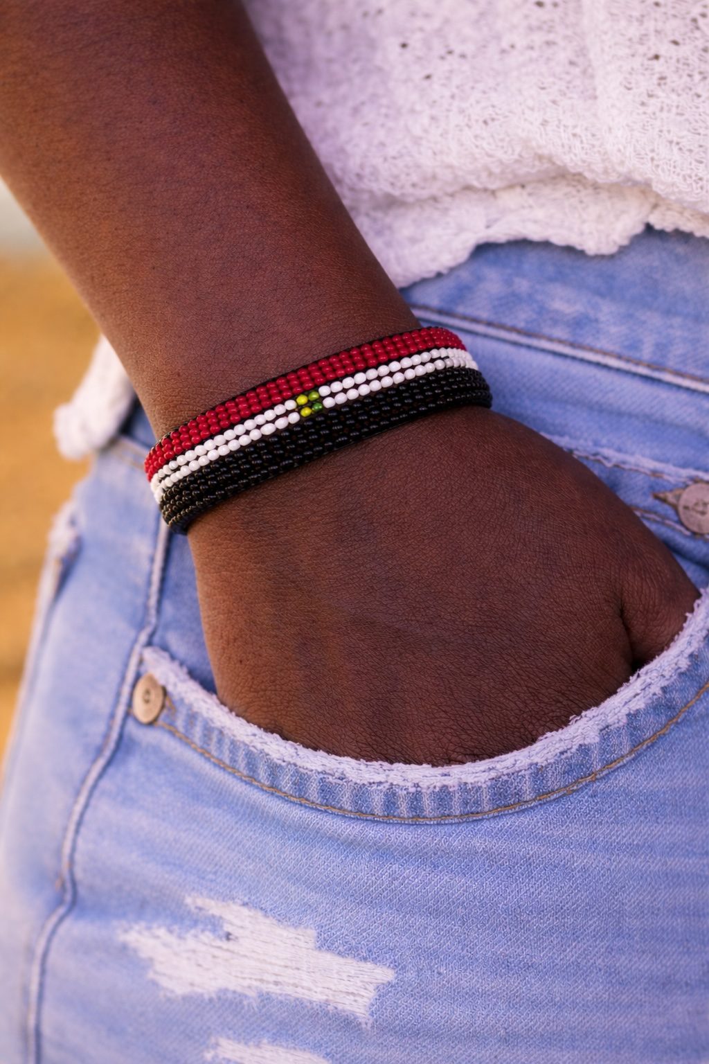 Country Beaded Bracelet – Handmade Cultural Beads Wristband