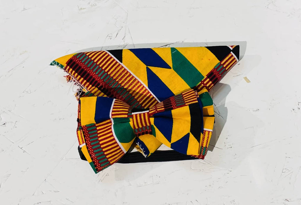 African Print Kente Bow Tie and Handkerchief set