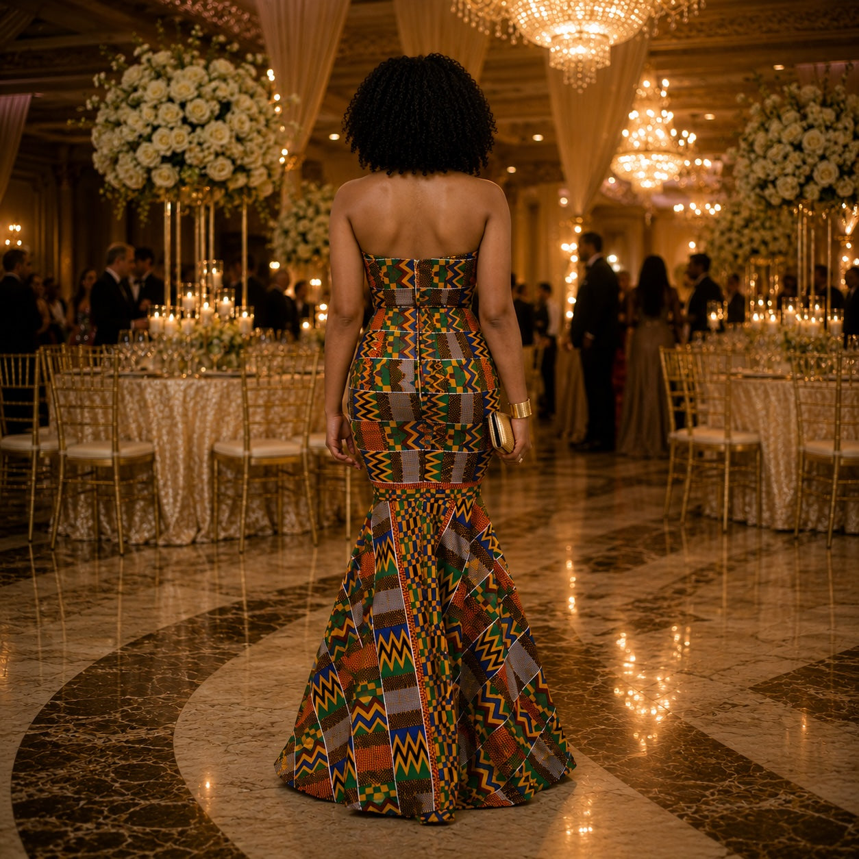 Kente African Print Fusion Silhouette Dress