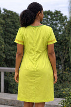 Lime Green Embroidered Shift Dress