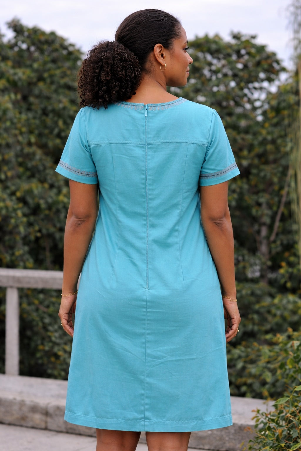 Sky Blue Printed Shift Dress