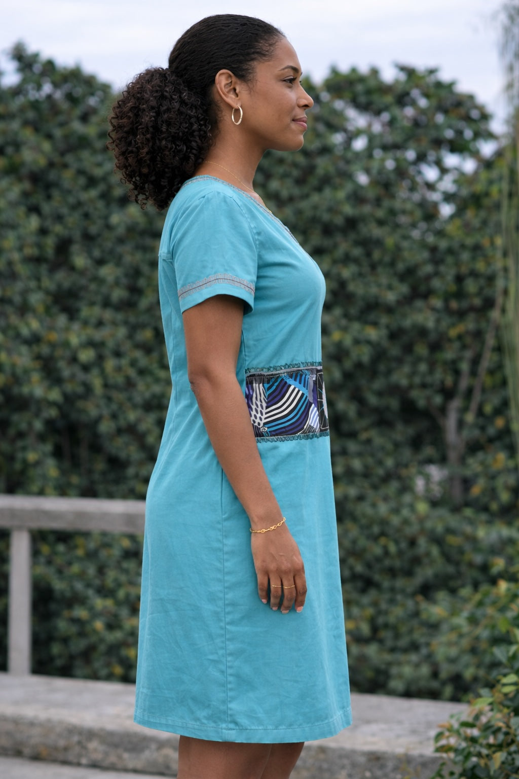 Sky Blue Printed Shift Dress