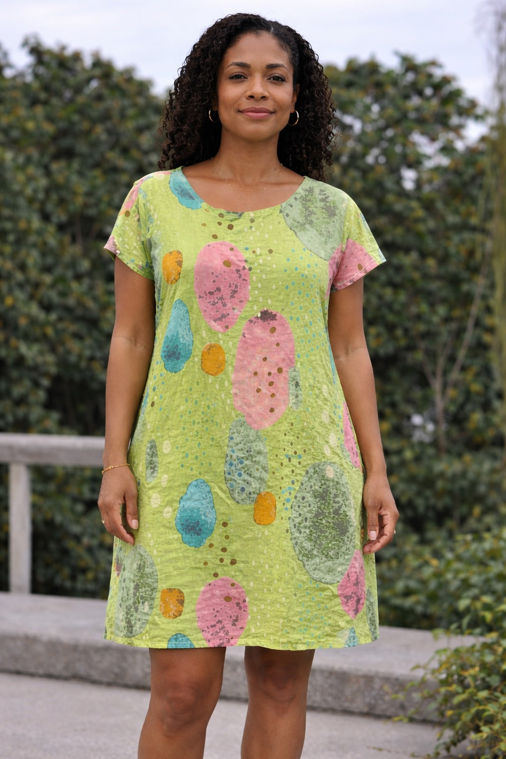 Green Abstract Print Shift Dress