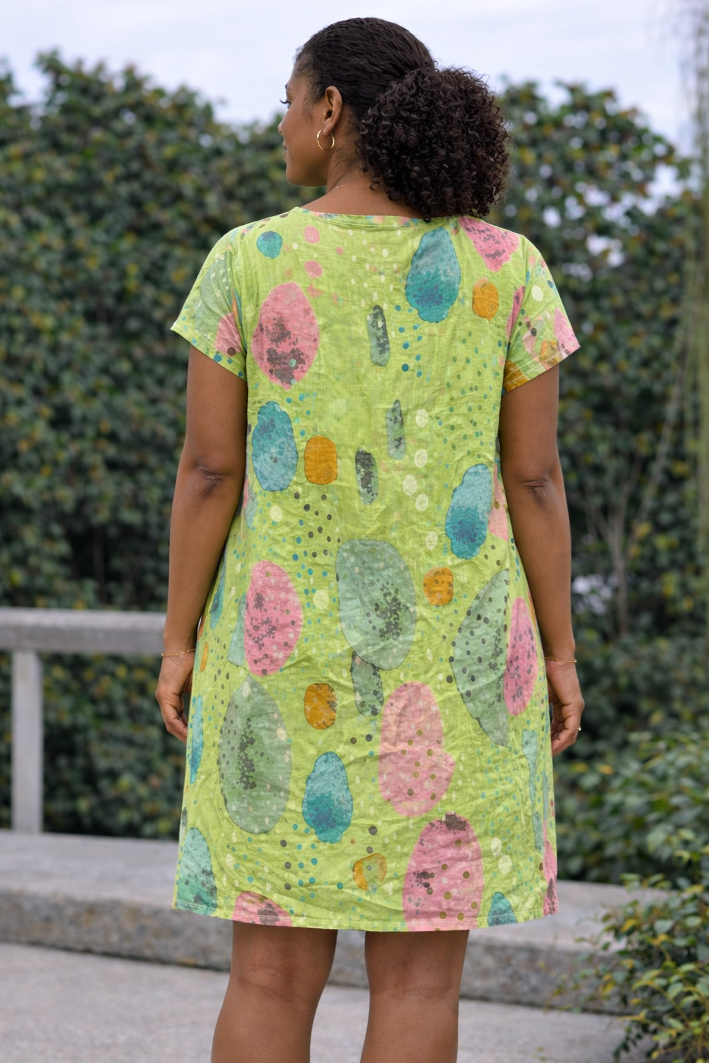 Green Abstract Print Shift Dress