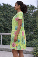Green Abstract Print Shift Dress