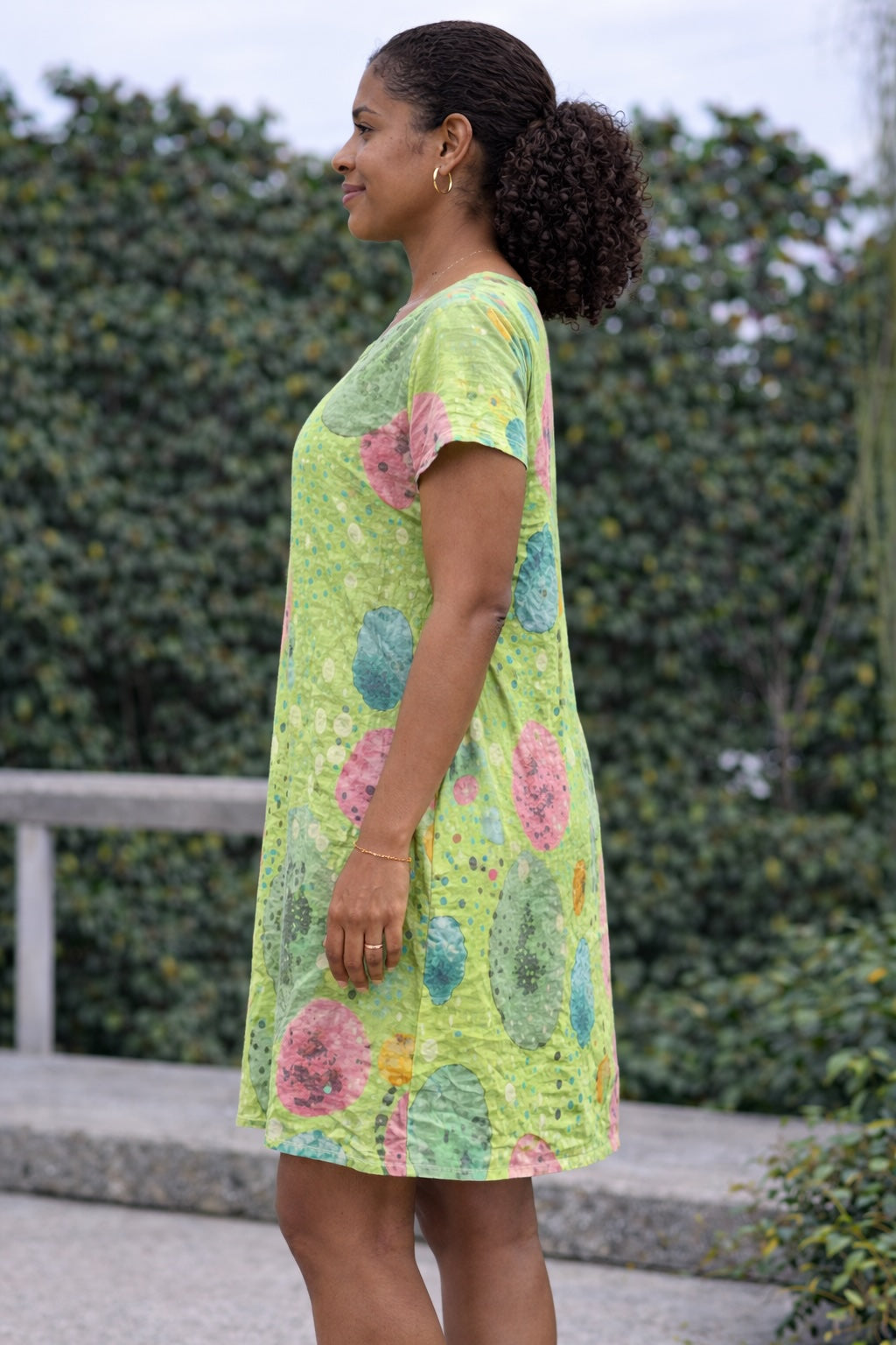 Green Abstract Print Shift Dress