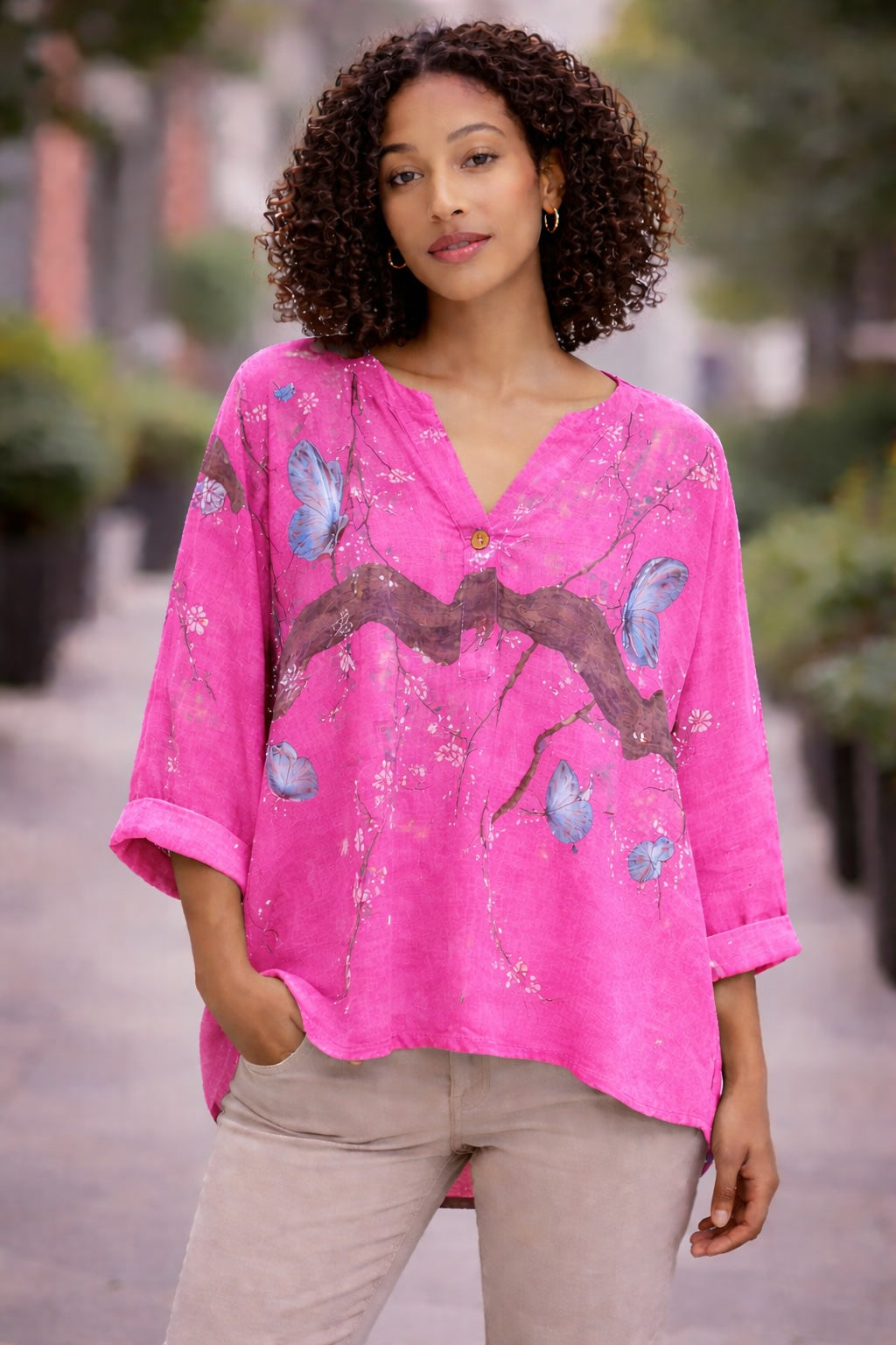 Butterfly Relaxed Tunic Blouse