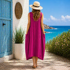 Women’s Stripy Cotton Sleeveless Dress – One Size Up to UK 18