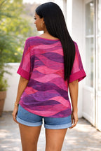 Women’s Abstract Wave Print Cotton Top