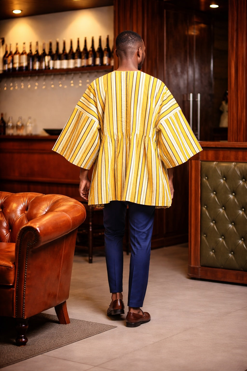 Golden Heritage Stripe Fugu Smock Top