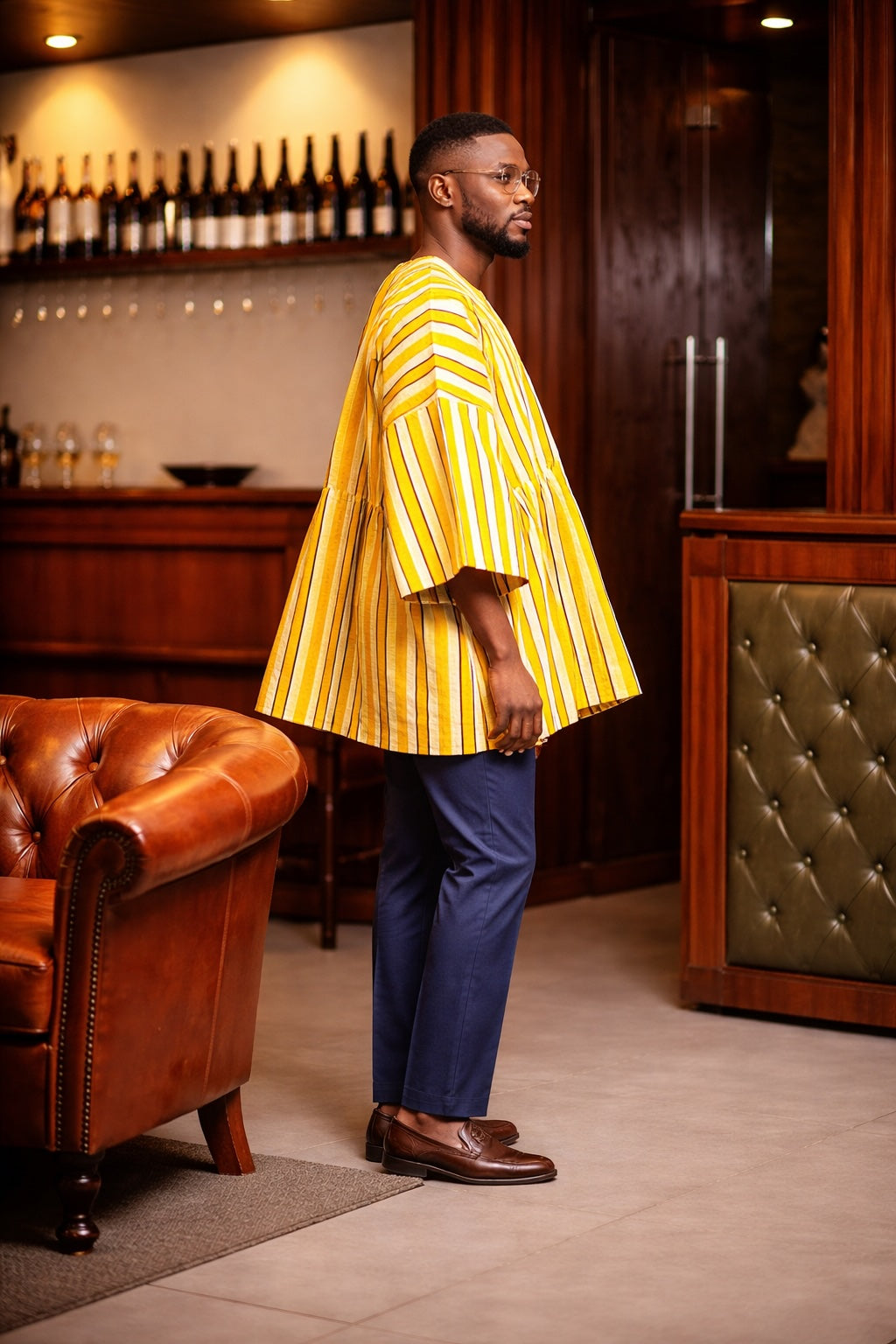 Golden Heritage Stripe Fugu Smock Top
