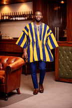 Royal Indigo Gold Heritage Fugu Smock Top