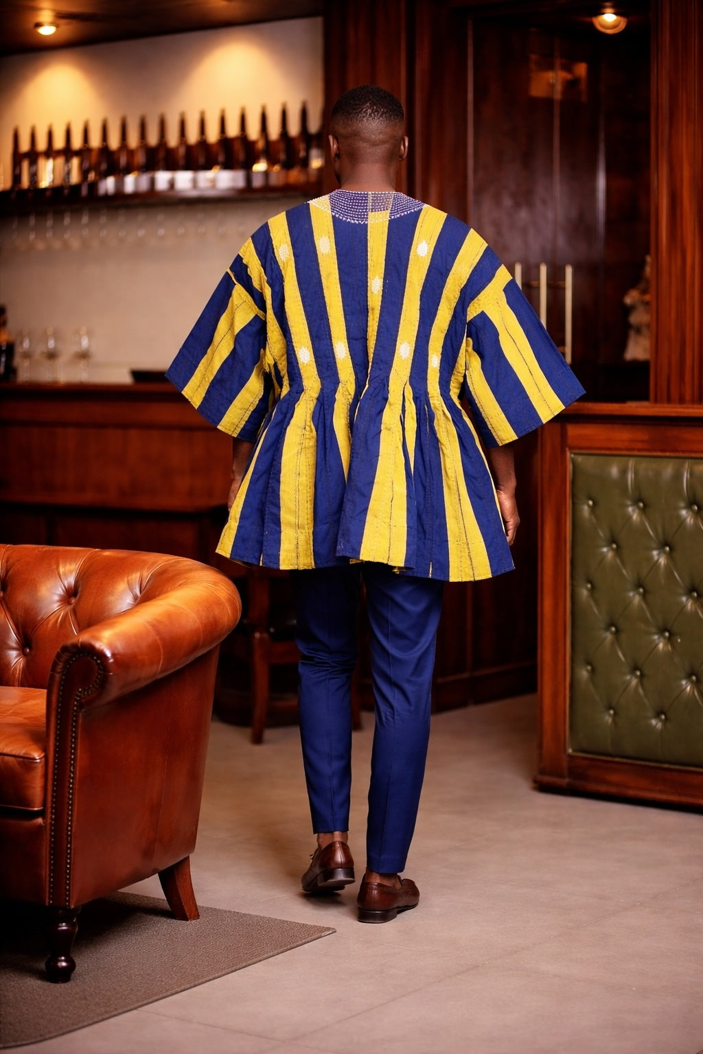 Royal Indigo Gold Heritage Fugu Smock Top