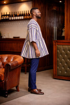 Classic Indigo Ivory Stripe Fugu Smock Top