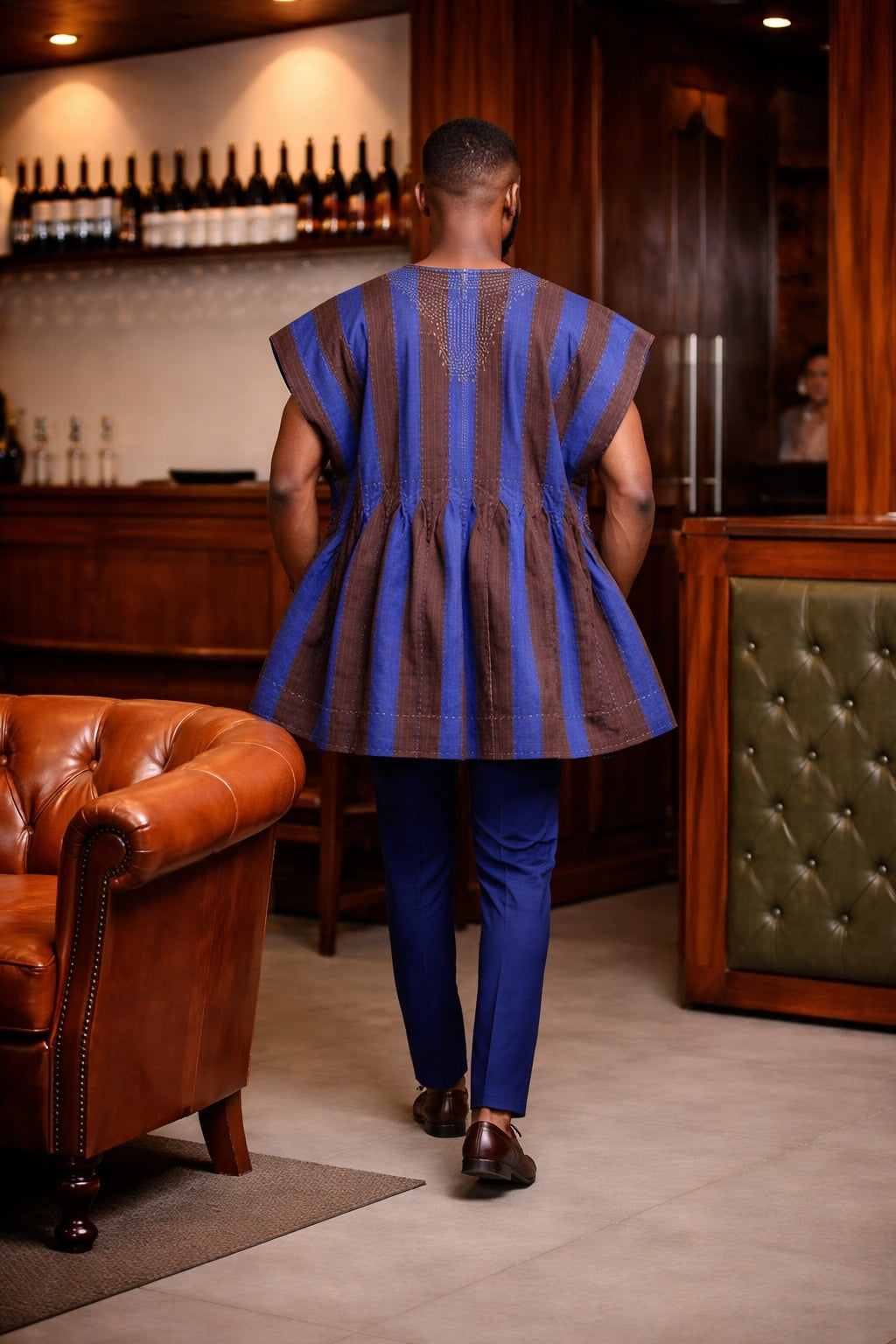 Royal Indigo Cocoa Sleeveless Fugu Smock Top