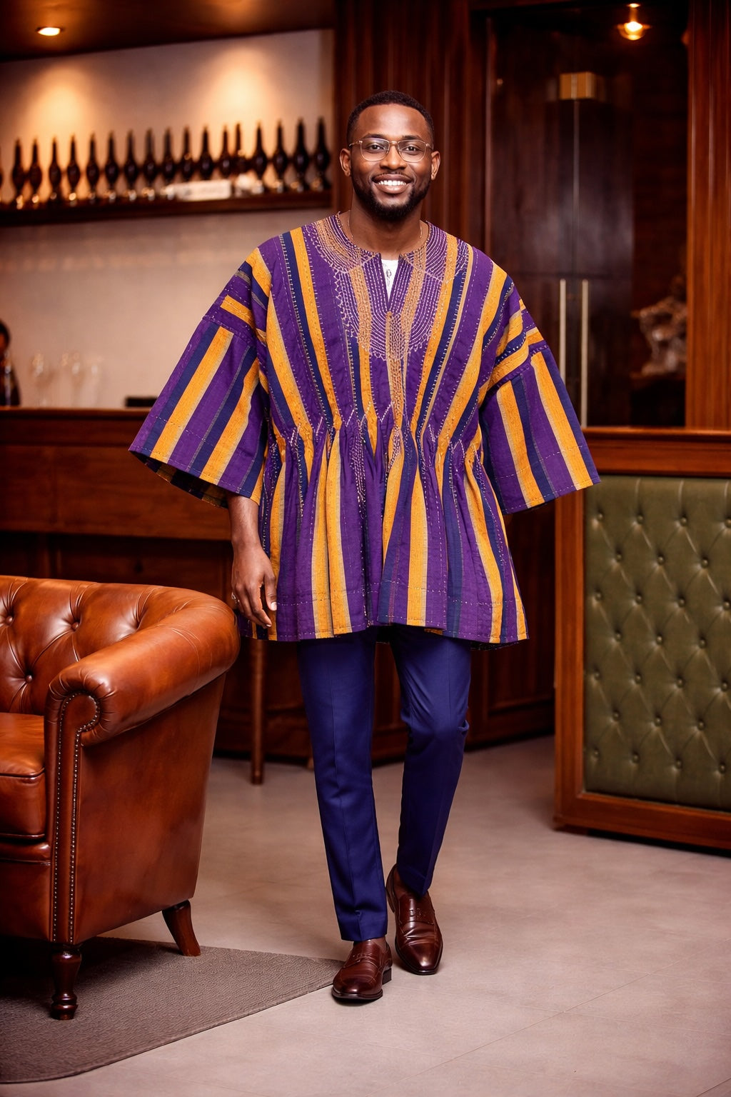 Royal Amethyst Gold Heritage Fugu Smock Top