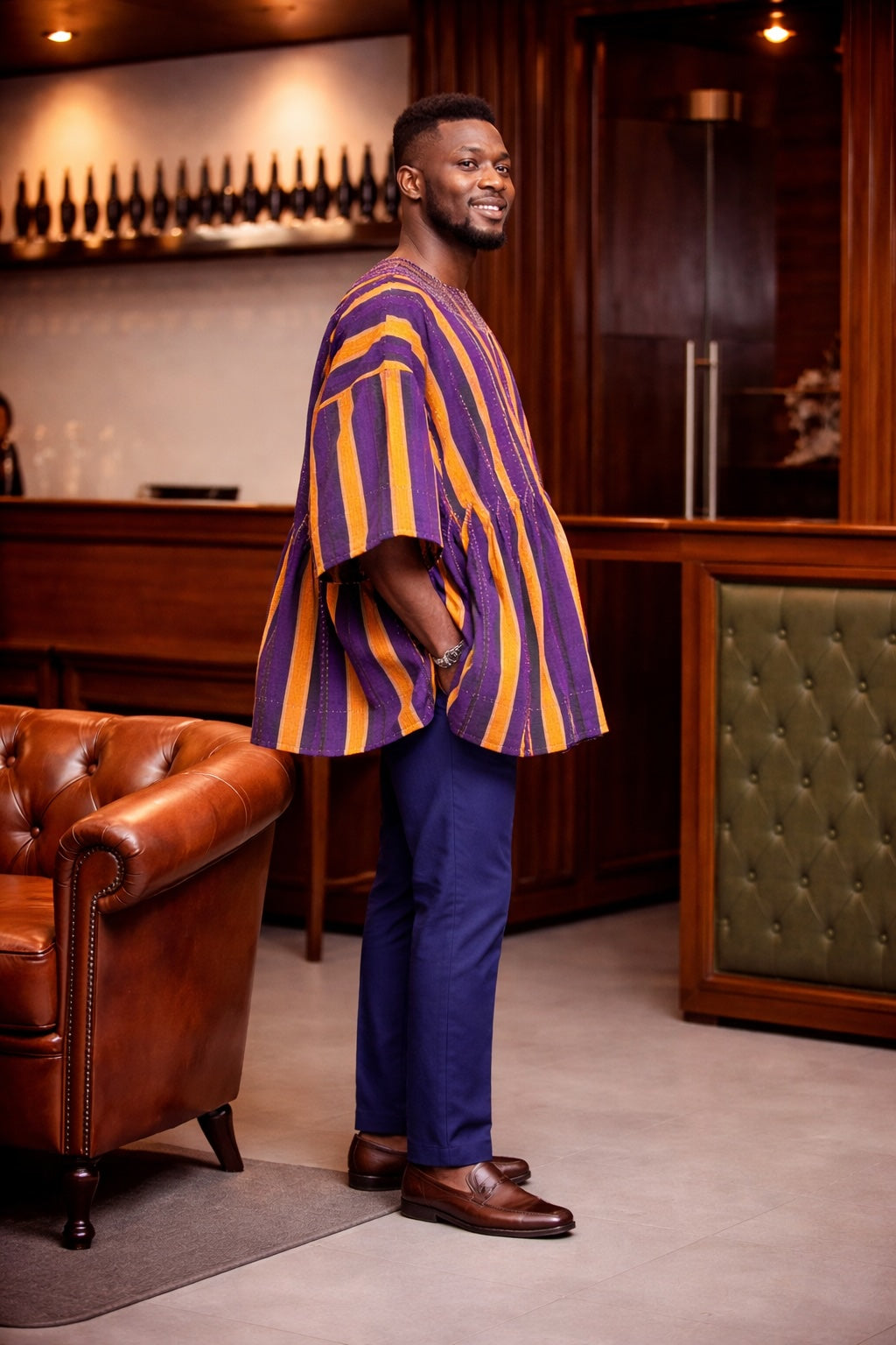 Royal Amethyst Gold Heritage Fugu Smock Top