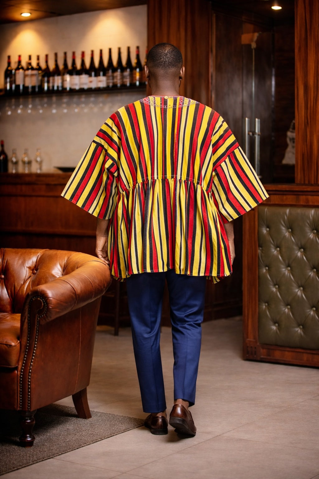 Royal Heritage Multi-Stripe Fugu Smock Top