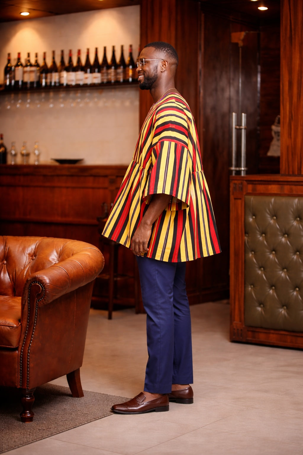 Royal Heritage Multi-Stripe Fugu Smock Top