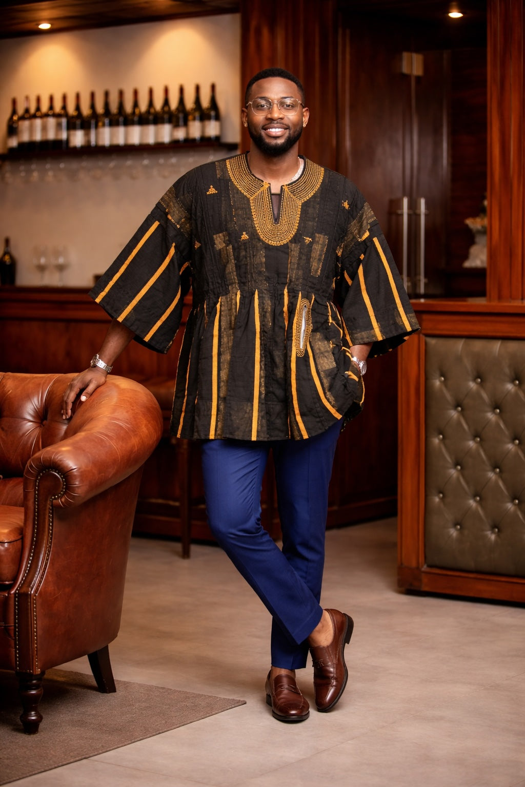 Midnight Gold Heritage Fugu Smock Top