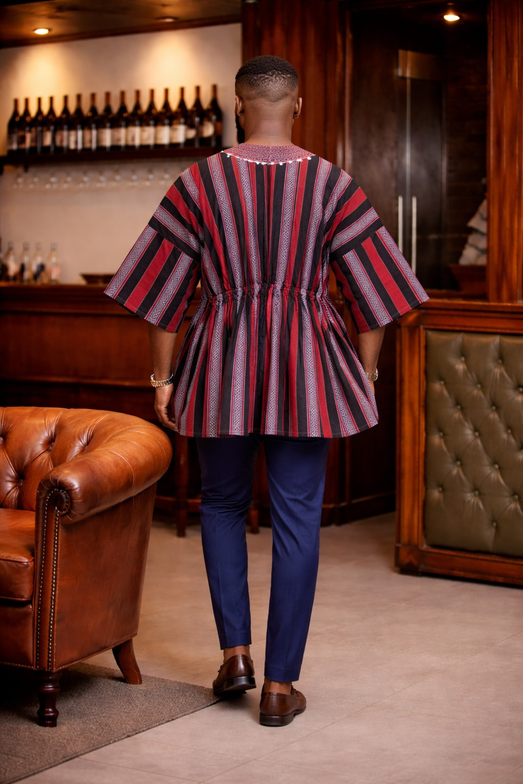 Crimson Heritage Stripe Fugu Smock Top