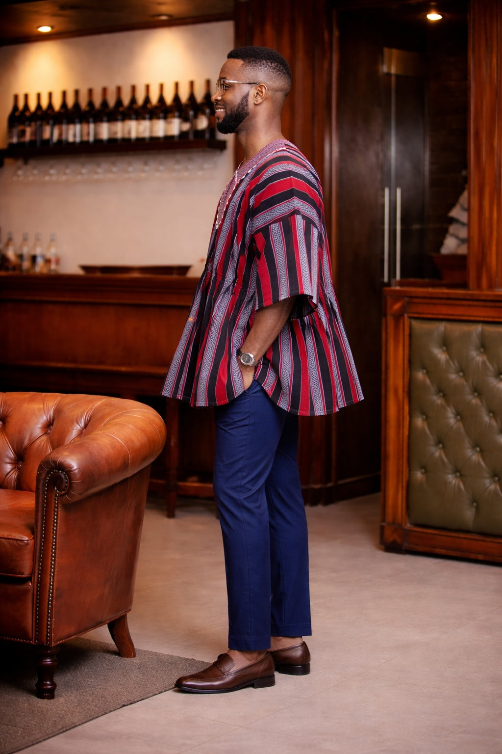 Crimson Heritage Stripe Fugu Smock Top