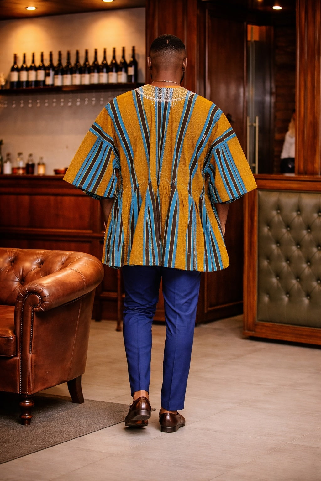 Royal Mustard Teal Heritage Fugu Smock Top
