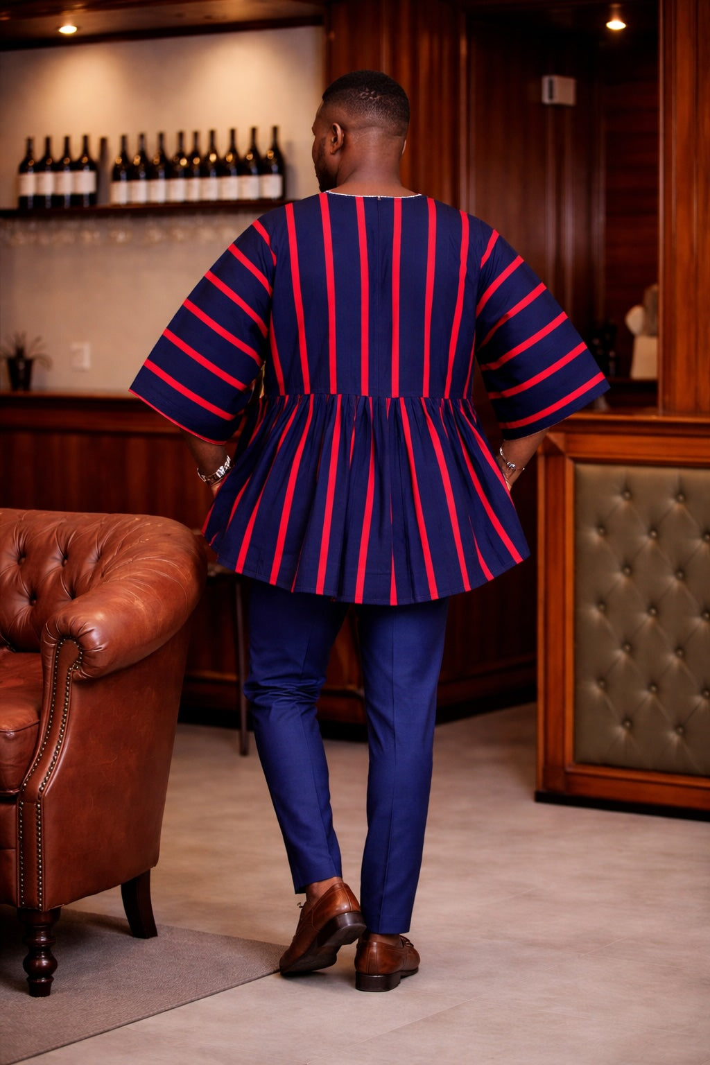 Men’s Navy Red Heritage Fugu Smock Top