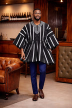 Men’s Black and White Heritage Fugu Smock Top