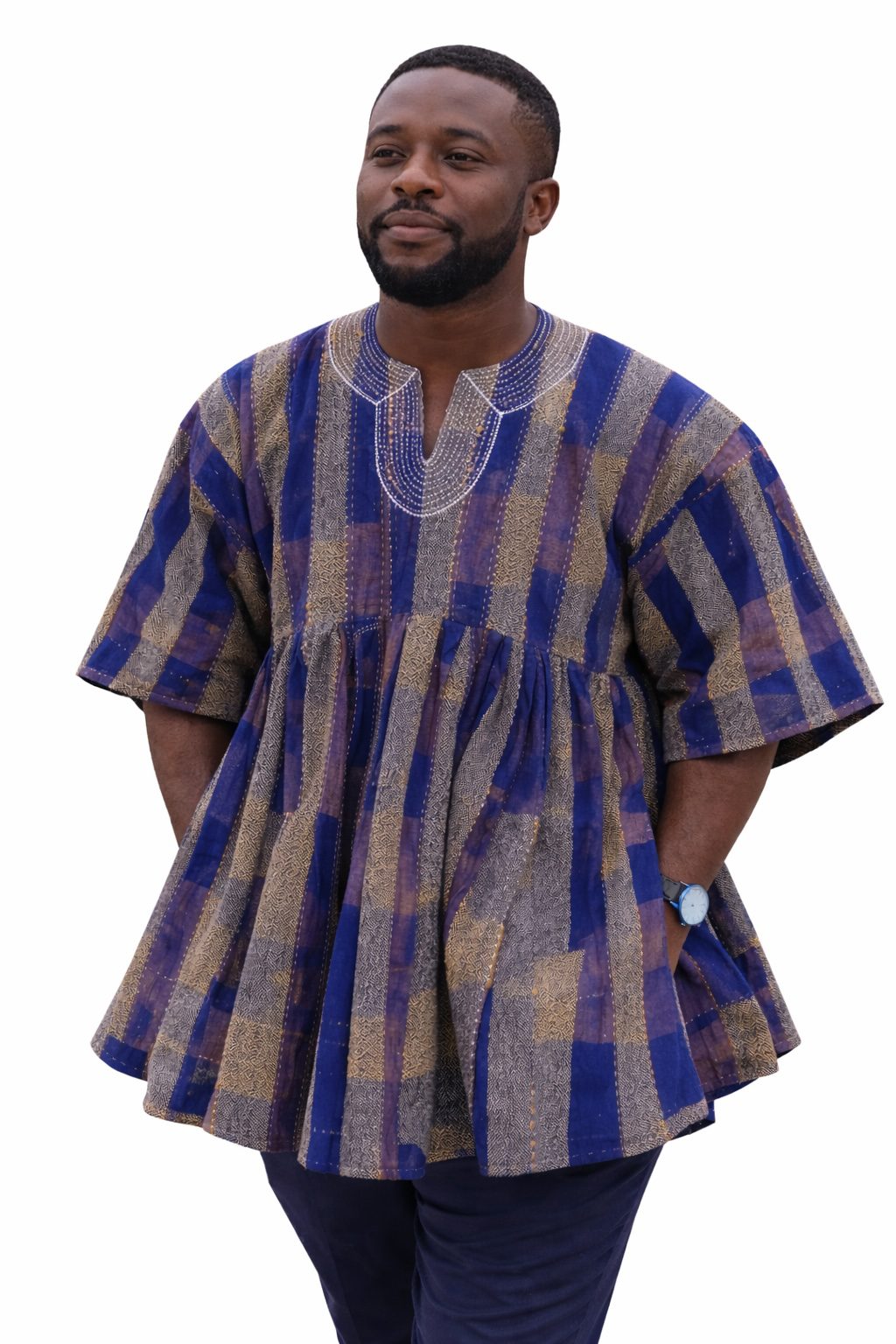 Heritage Indigo Fugu Peplum Top