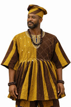Heritage Two-Tone Fugu Traditional Smock – Authentic Ghanaian Batakari Tunic