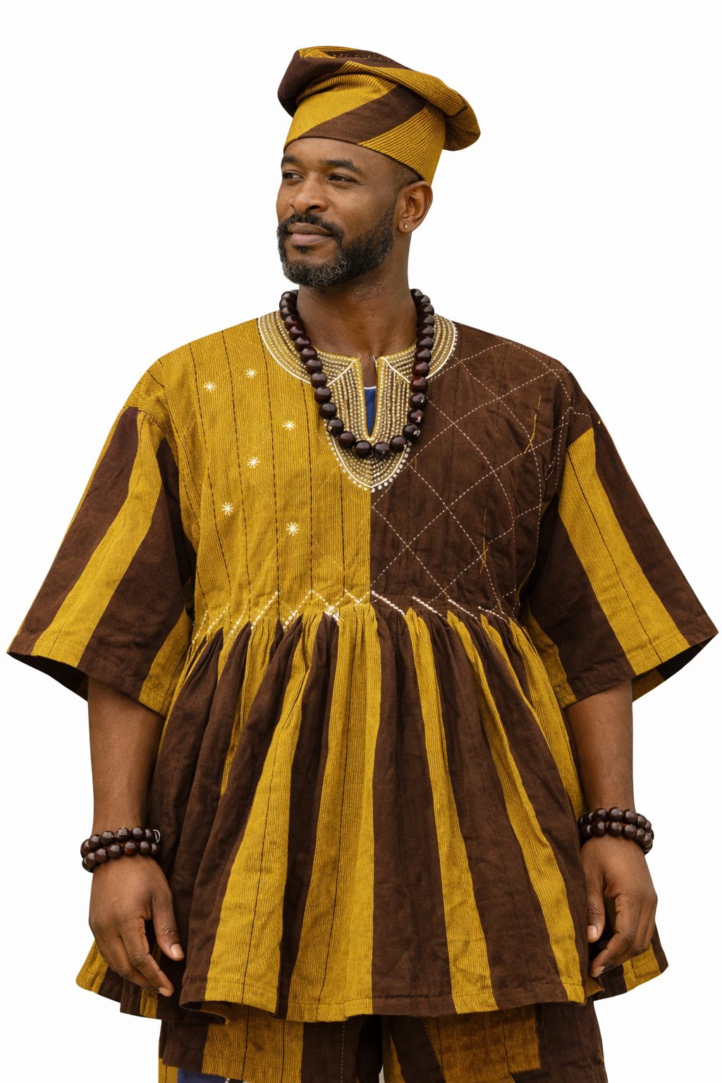Heritage Two-Tone Fugu Traditional Smock – Authentic Ghanaian Batakari Tunic