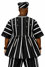 Heritage Monochrome Fugu Peplum Top
