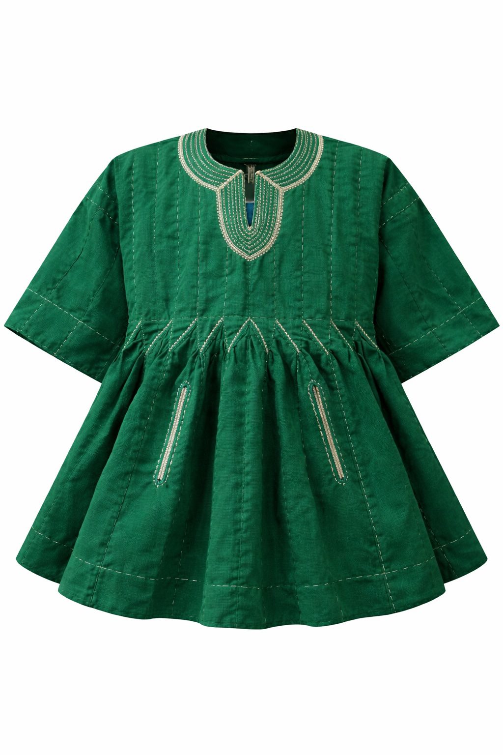 Heritage Emerald Fugu Peplum Top