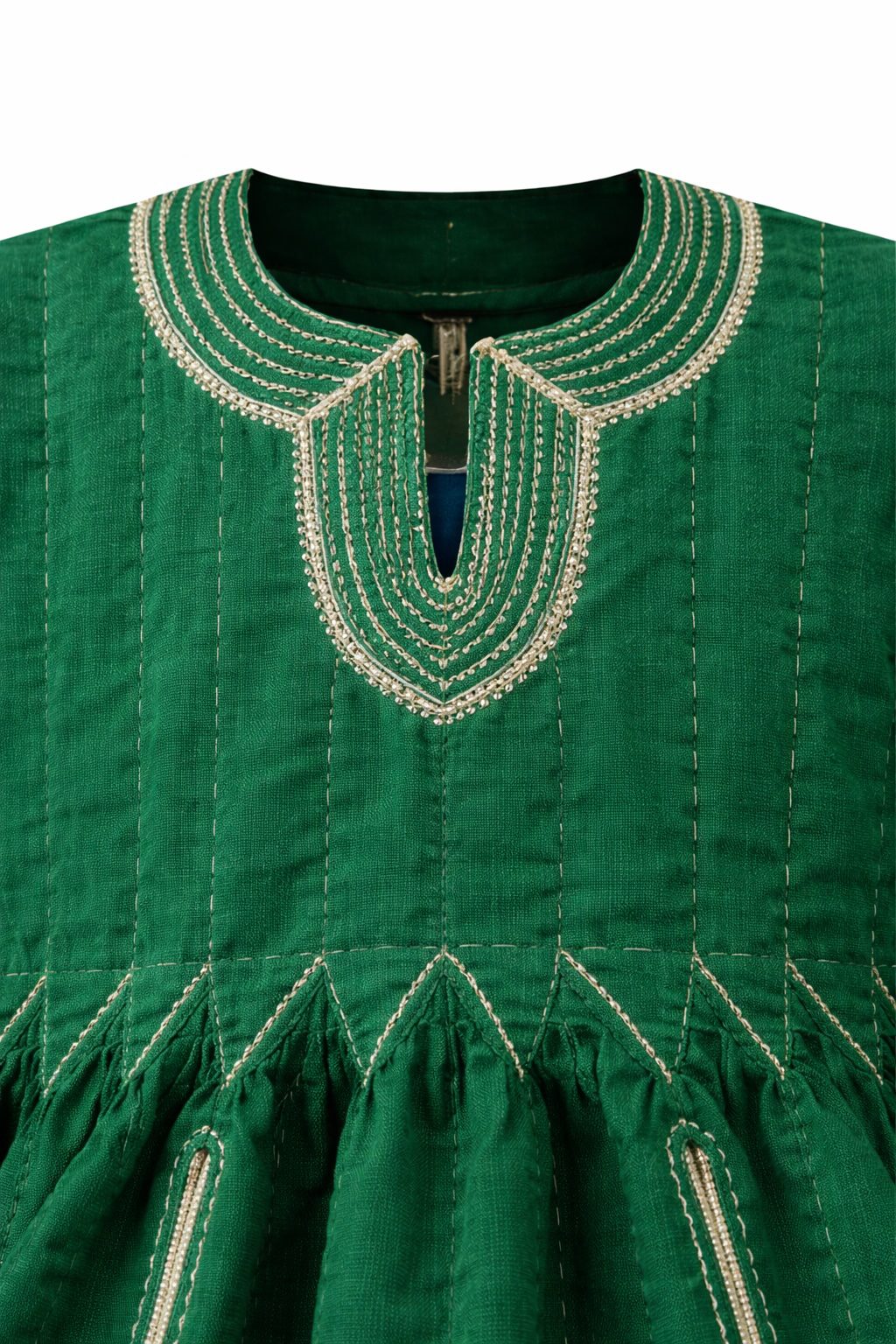 Heritage Emerald Fugu Peplum Top