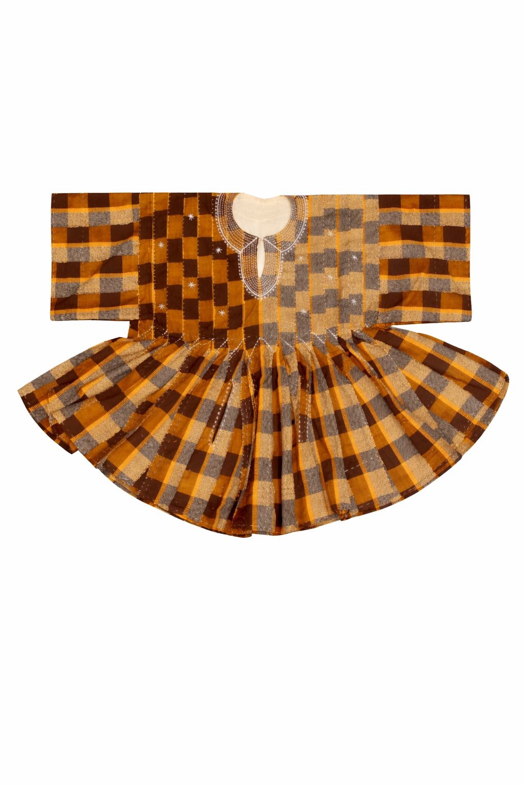Heritage Mustard Check Fugu Peplum Top